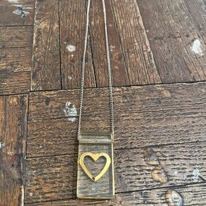 VINTAGE GOLD HEART IN LUCITE WITH CHAIN